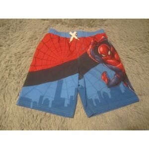 Spiderman Shorts Boys Medium Blue Red Swim Trunks Swimwear Board Rec
